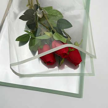 Плёнка для цветов прозрачная 56*56 см 20 шт болотно-серый кант