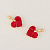 Подвеска родиевое покрытие золото сердечко красное 14 мм 2 шт Korea