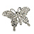 Брошь со стразами бабочка серебрянная