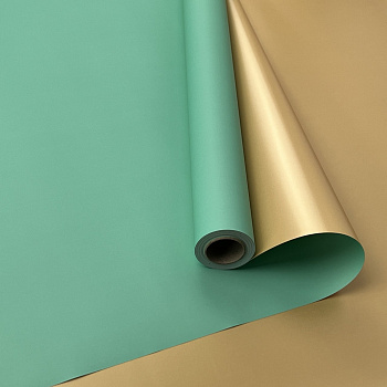 Плёнка корейская двухсторонняя 0.56*10м 65мкм мятный/золото 24