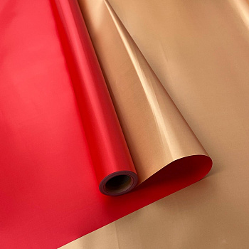 Плёнка корейская двухсторонняя 0.56*10м 65мкм алый/золото 4