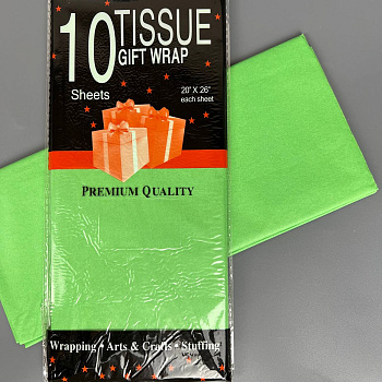 Бумага тишью 50*66 см 10 шт. зелёная 360