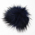 Натуральный меховой помпон с кнопкой 10 см тёмно - синий 