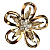Брошь со стразами цветок золото