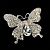Брошь со стразами бабочка серебро