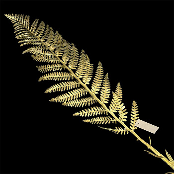 Новогодняя декоративная веточка 105 см золотая 1