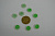 Пуговица 12 мм салатовая с белым перламутром 50 шт