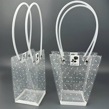 Плайм-пакет 16*16*8 см 10 шт. прозрачный в белый горошек