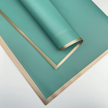 Пленка для цветов матовая 56*56 см 20 шт тиффани с коричневым кантом