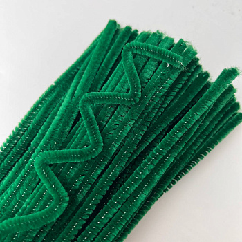 Синельная проволока пушистая 0,6*30 см 100 шт тёмно зелёная 26