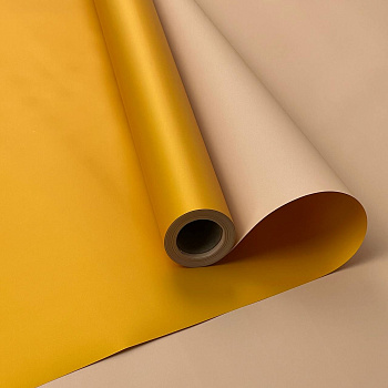 Плёнка корейская двухсторонняя 0.56*10м 65мкм горчичный/бежевый 35