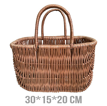 Корзина плетеная 30*15*20 см 1 шт коричневая с ручками