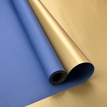 Плёнка корейская двухсторонняя 0.56*10м 65мкм василёк/золото 34