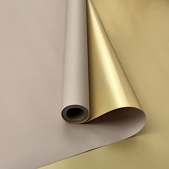 Плёнка корейская двухсторонняя 0.56*10м 65мкм пудровый/золото 13